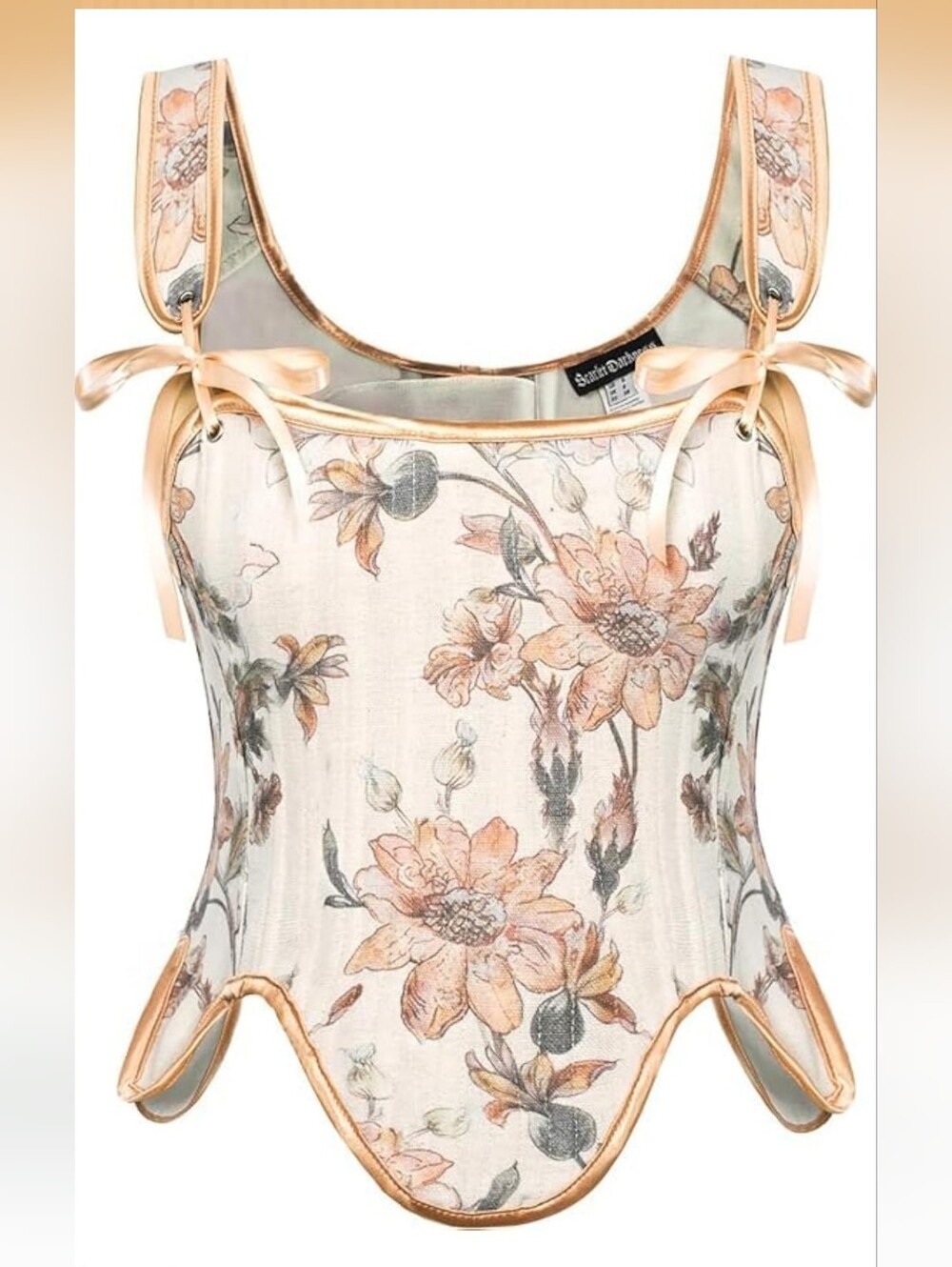 Scarlet Darkness Lace Up Corset Top Floral Victorian Renaissance 6